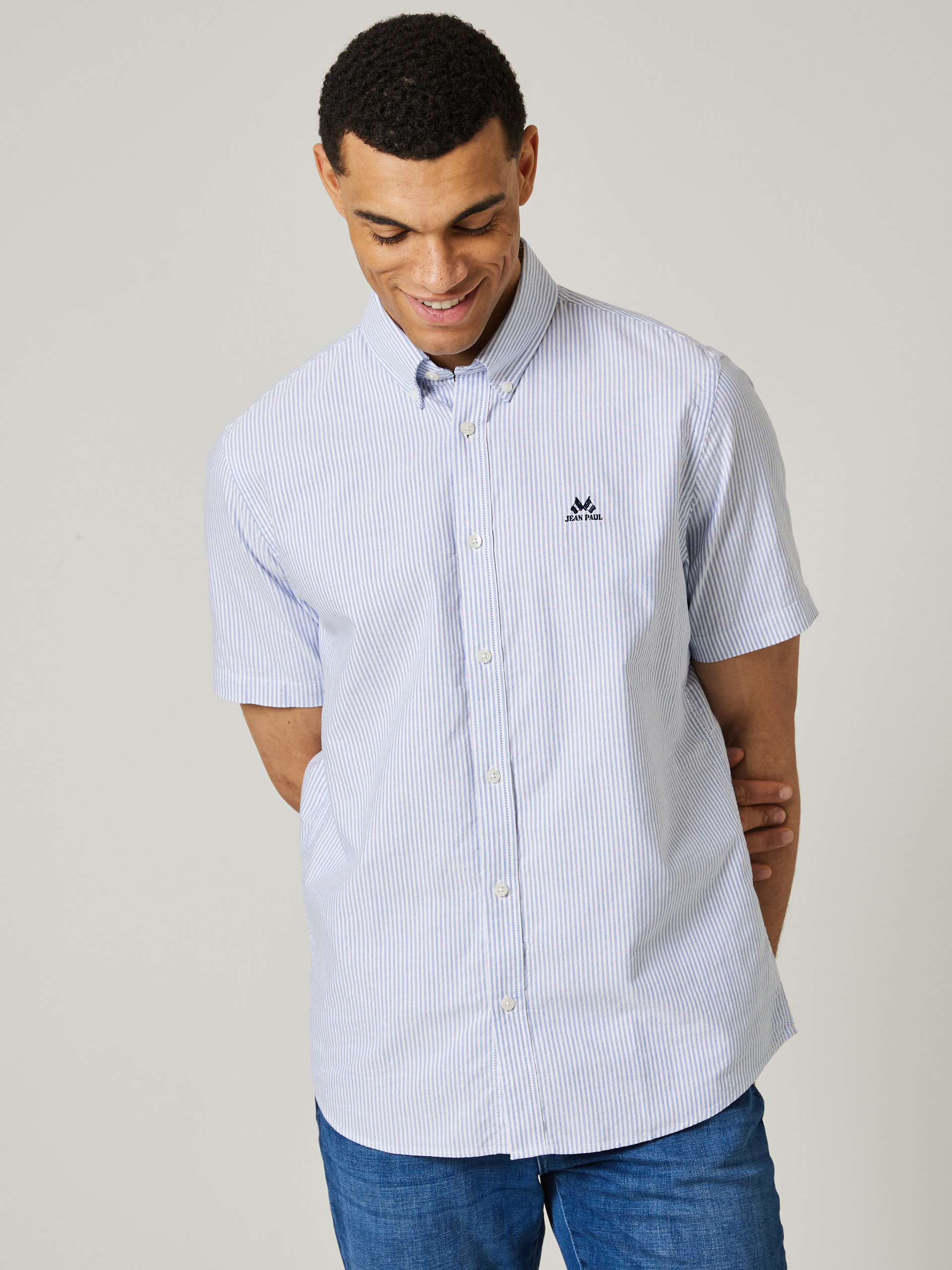 Oxford stripet skjorte - Regular fit 7504176_EN3-JEANPAUL-H23-Front_7072_Oxford stripet korterm skjorte.jpg_Front||Front