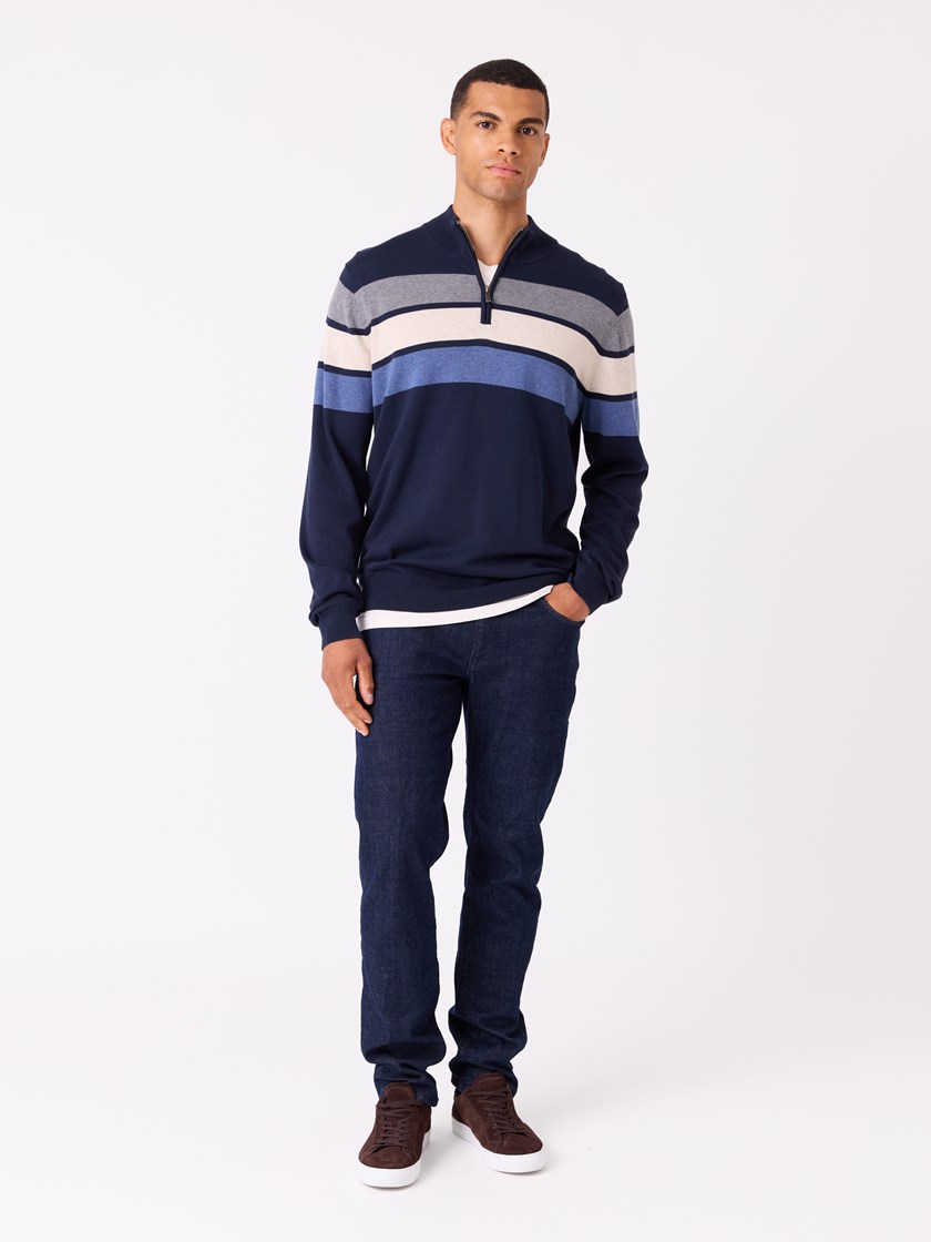 7511969 EM6 7511969_EM6-JEANPAUL-A25-Modell-Front (2)_Gerard stripet zipneck EM6_Gerard stripet zipneck EM6 7511969.jpg_